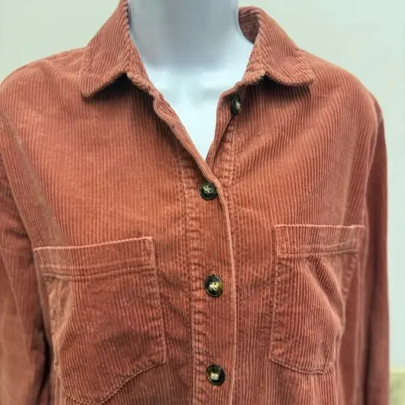 Madewell Women's Small Corduroy Kentwood Oversized Shirt-Jacket Brown Button - Picture 5 of 5